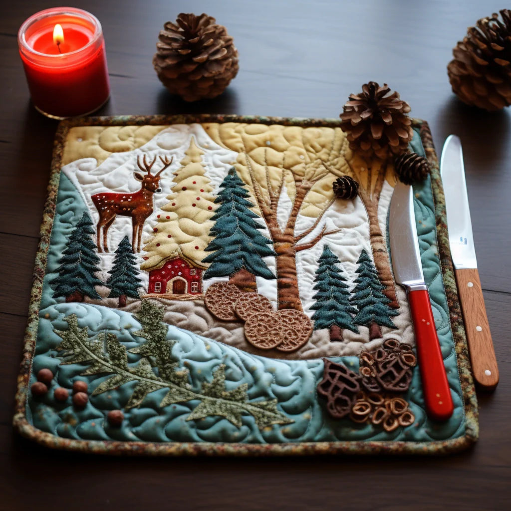 Woodland Deer Quilted Placemat Dining Table Placemats Good Gifts For Dads 50Th Birthday