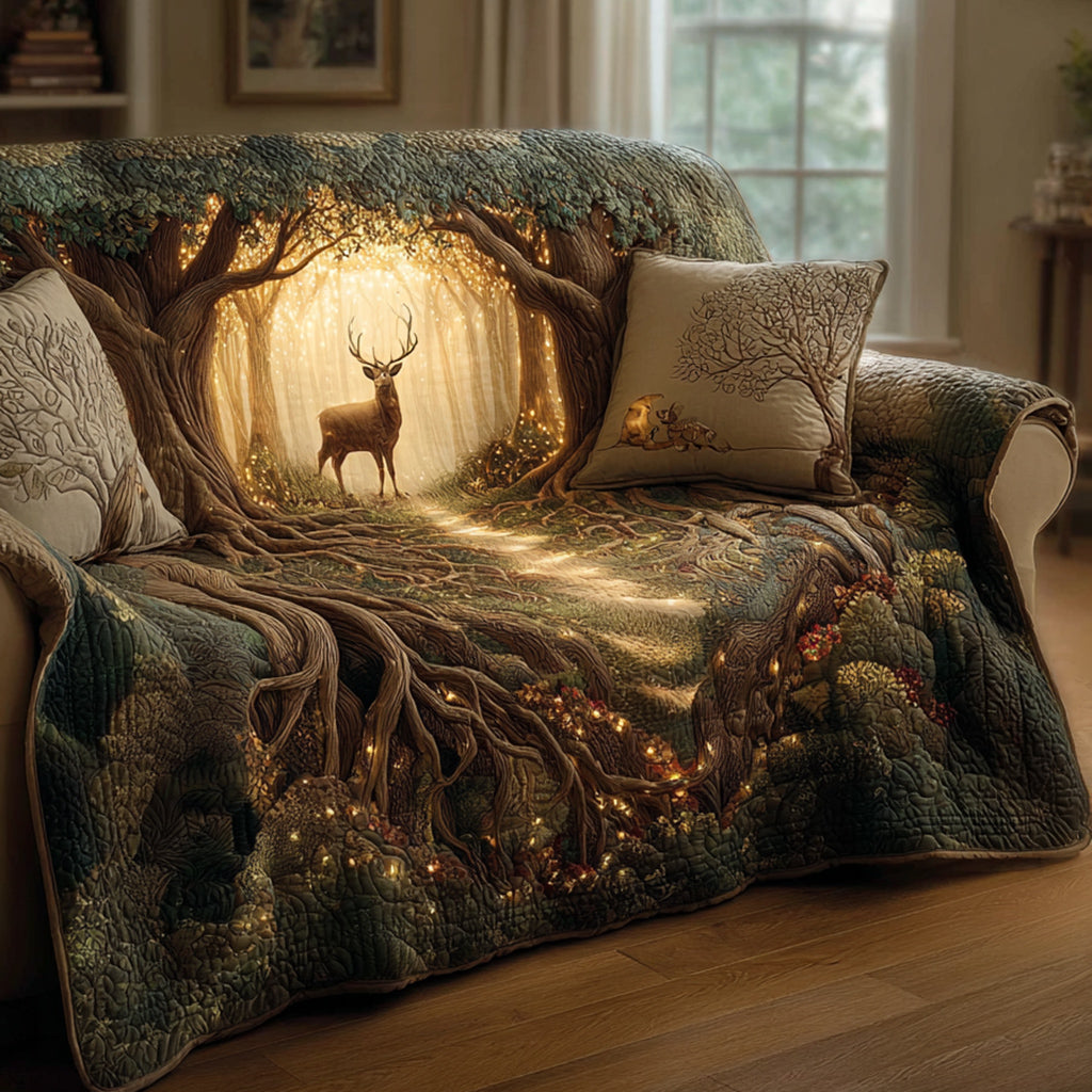 Woodland Deer Quilted Sofa Cover Sofa Seat Covers Cozy Christmas Gift Ideas