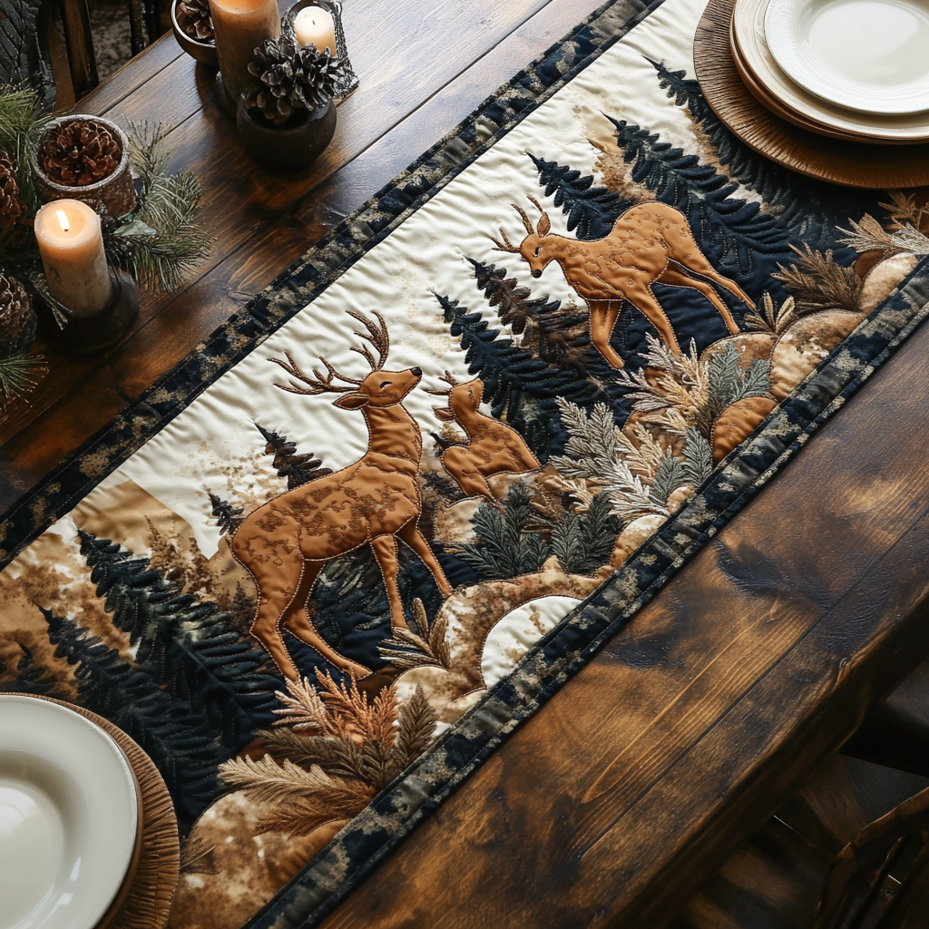 Woodland Deer Quilted Table Runner Dining Table Decor Ideas Presents For Deer Hunters