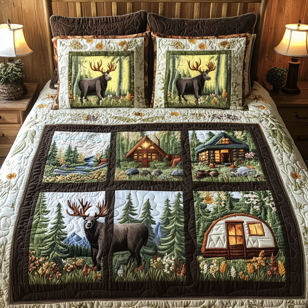 Woodland Escape Quilted Bedding Set Holiday Duvet Cover Set Best Camping Gifts