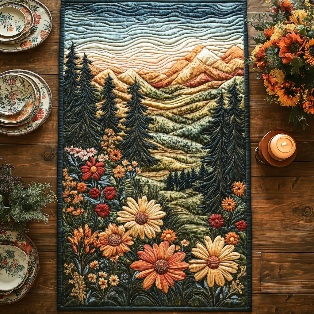 Woodland Escape Quilted Table Runner Kitchen Decor Gift Ideas For Nature Lovers