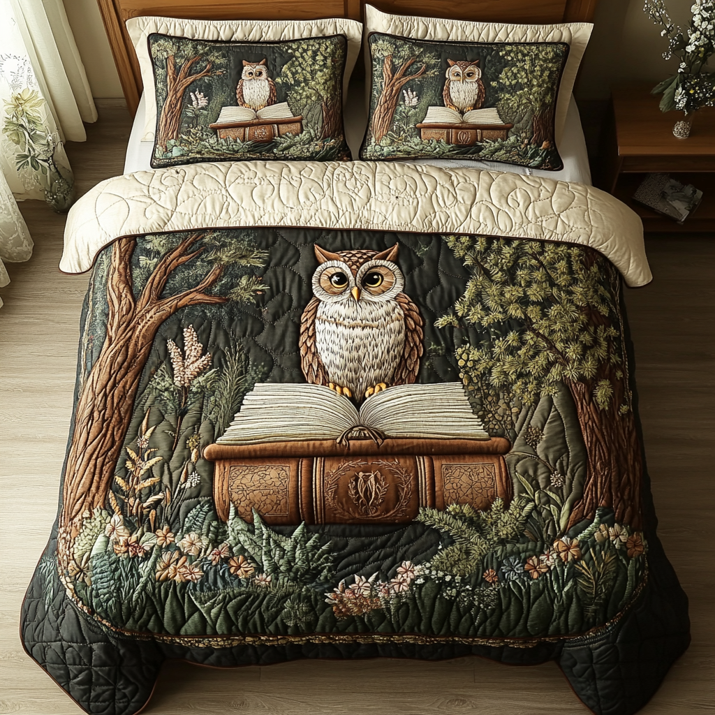 Woodland Eyes Quilted Bedding Set Holiday Duvet Covers Owl Presents For Ladies