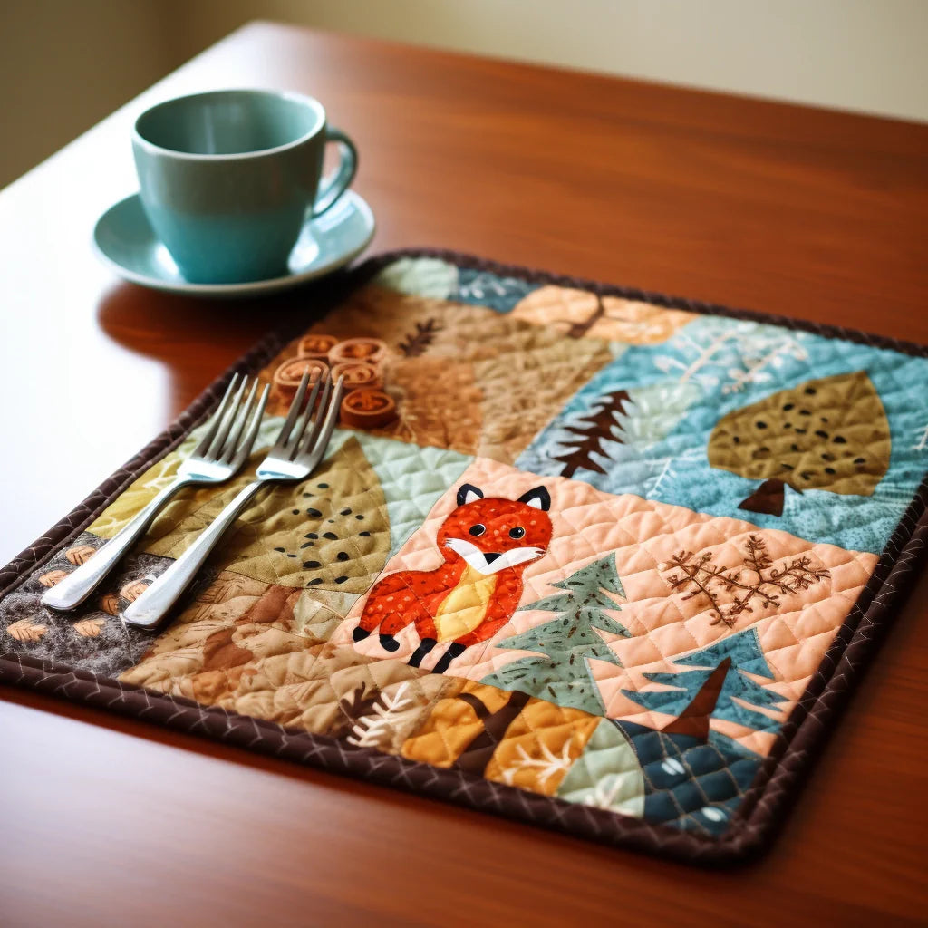Woodland Fox Quilted Placemat Dining Table Placemats Gifts For Mother In Law