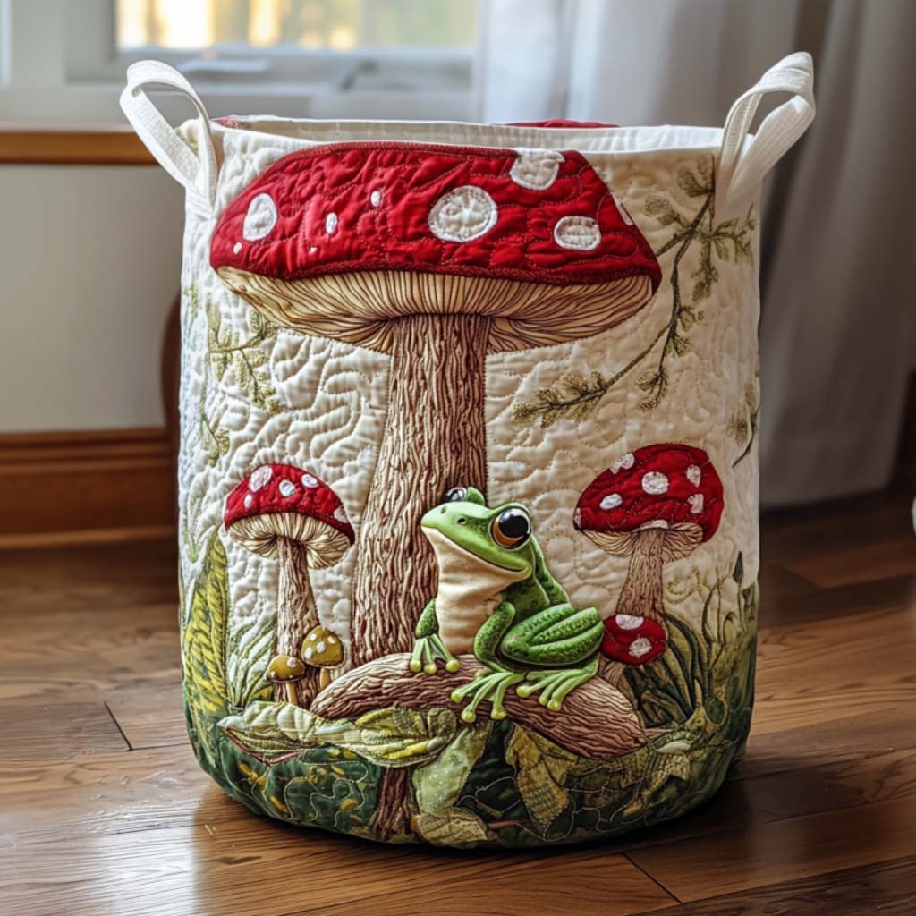 Woodland Frog Quilted Laundry Basket Gift Idea For Busy Families
