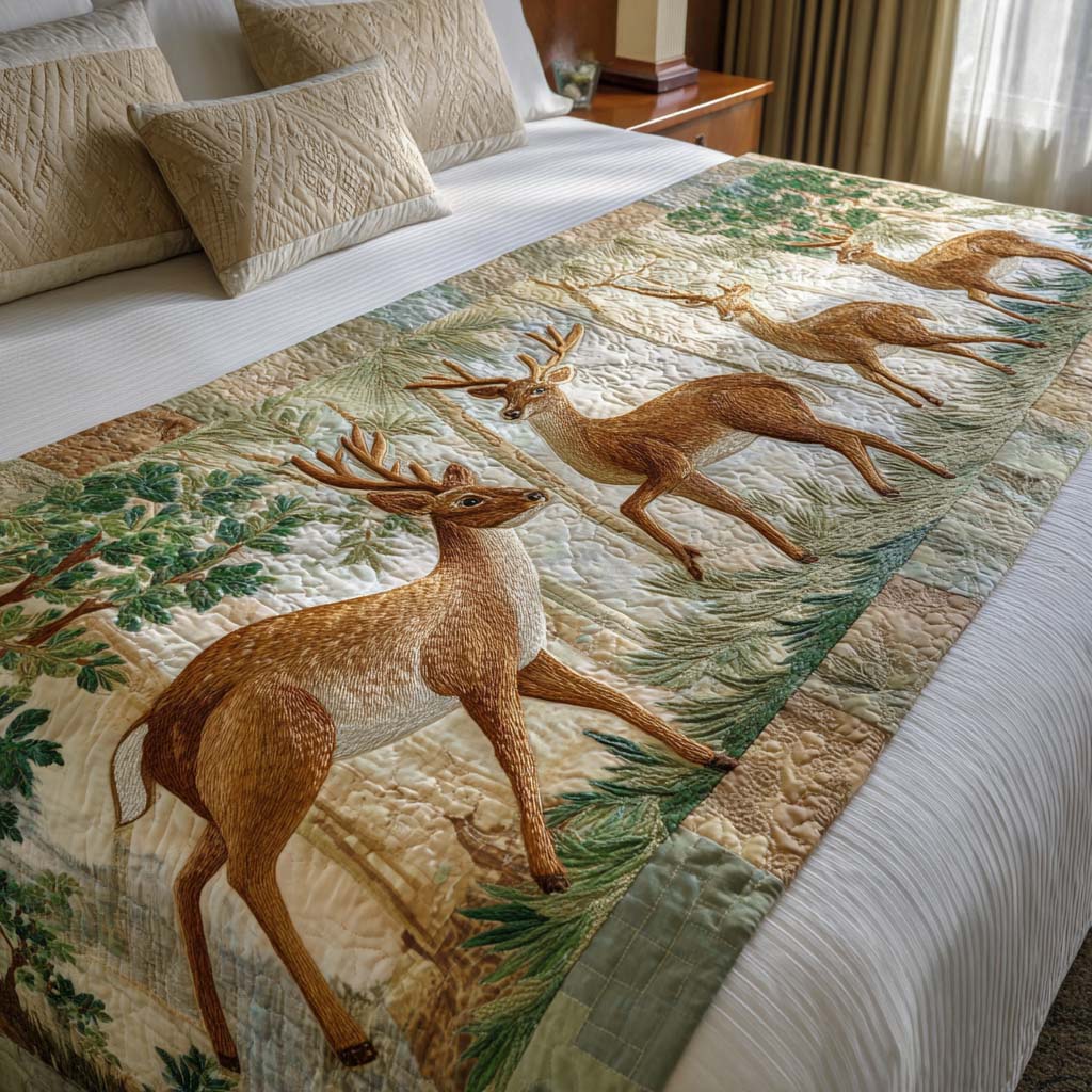 Woodland Grace Quilted Bed Runner Bedroom Decorations Cool Gifts For Deer Lovers