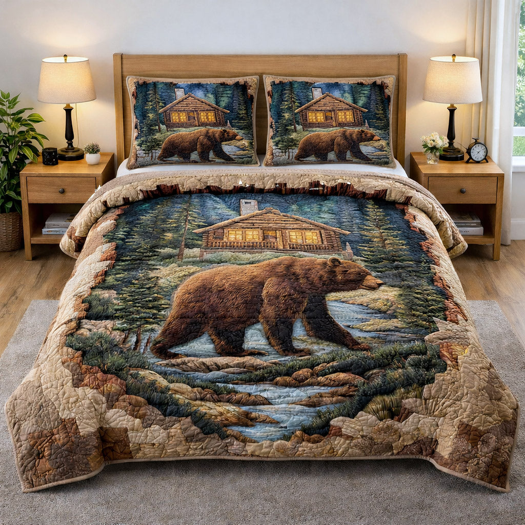 Woodland Guardian Quilted Bedding Set Forest Animal Bedroom Decor Best Gift For Nature Lovers
