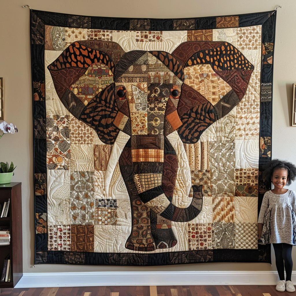 Woodland Harmony Elephant Quilted Blanket Unique Elephant Gifts