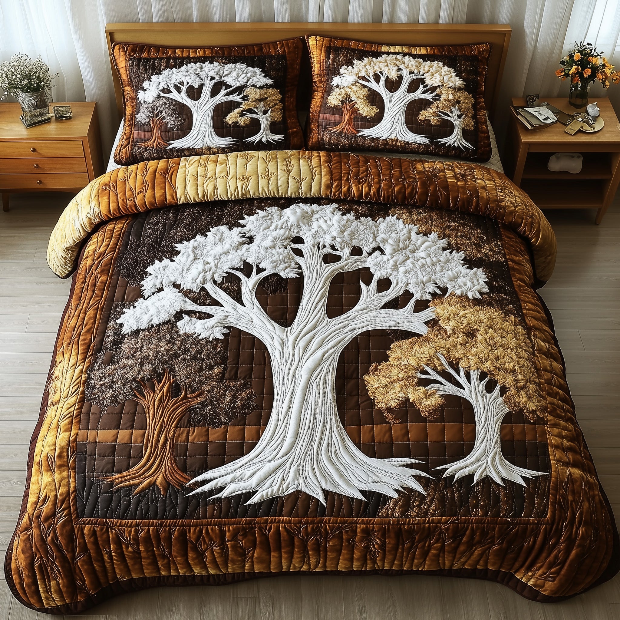 Woodland Haven Quilted Bedding Set Bohemian Vibe