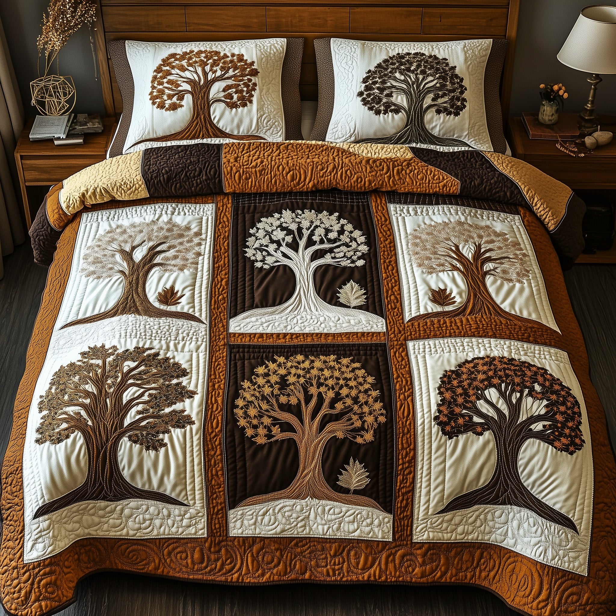 Woodland Haven Quilted Bedding Set Duvet Cover Bedspread Tree Of Life Themed Gifts
