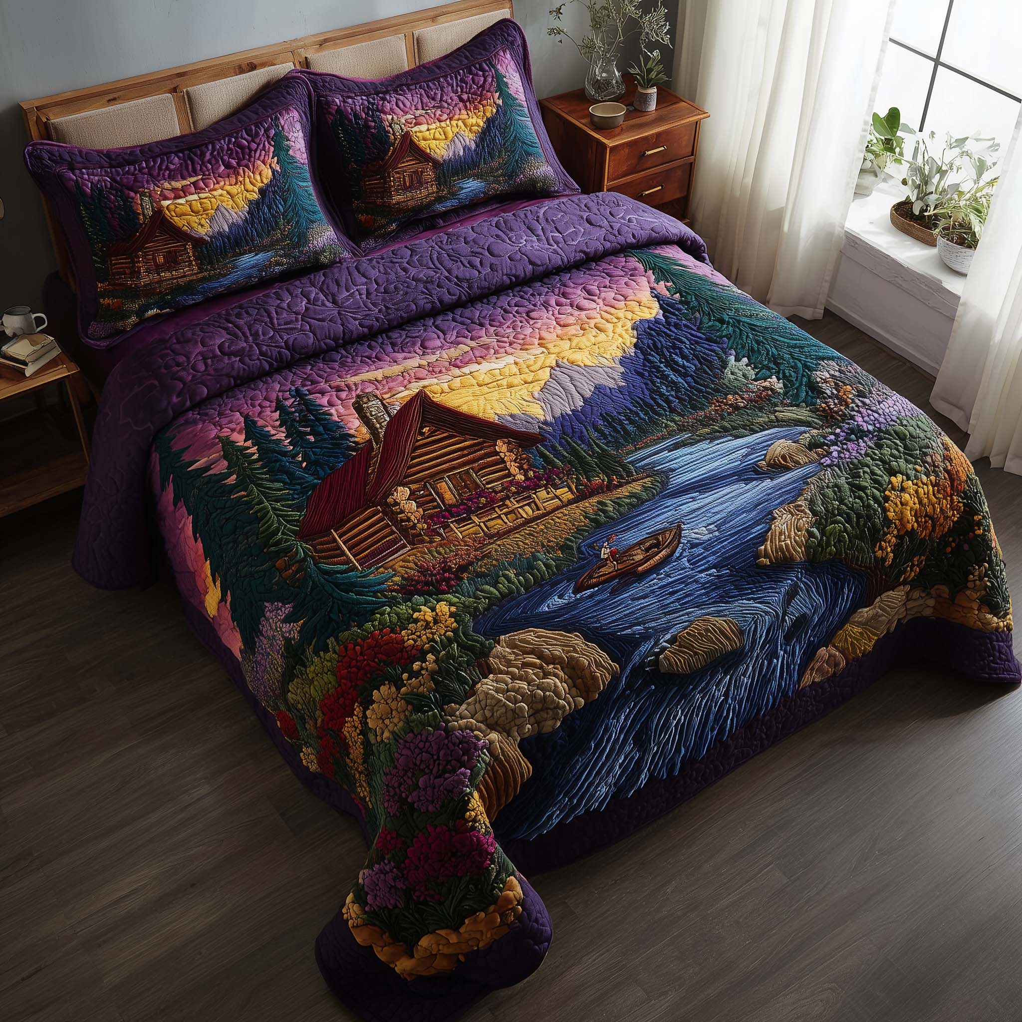 Woodland Haven Quilted Bedding Set Forest Nature Bedroom Decor Best Gift For Nature Lovers