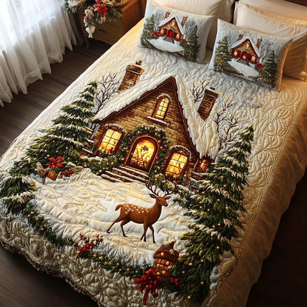 Woodland Haven Quilted Bedding Set King Bedspread Nature Themed Gift For Grandma