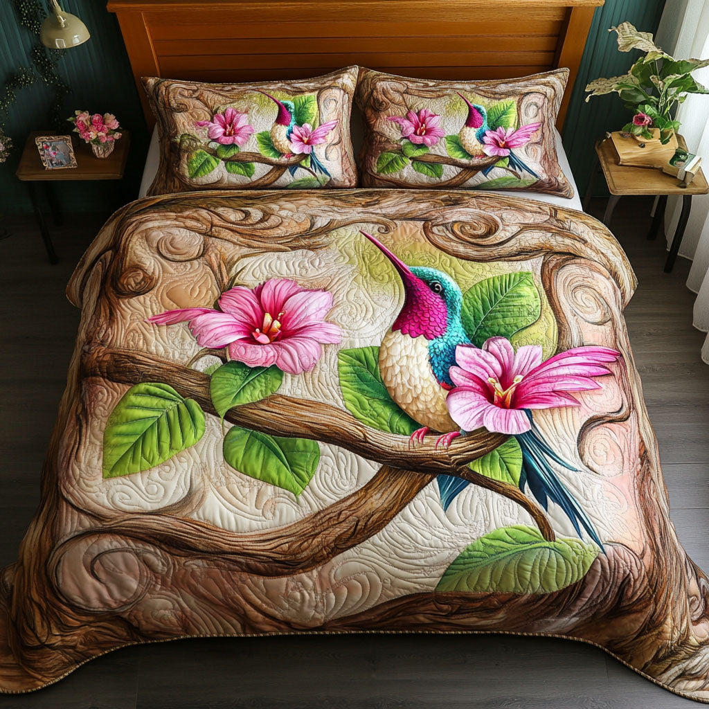 Woodland Hummingbird Quilted Bedding Set Bed Decorations Birthday Gifts For Hummingbird Lovers