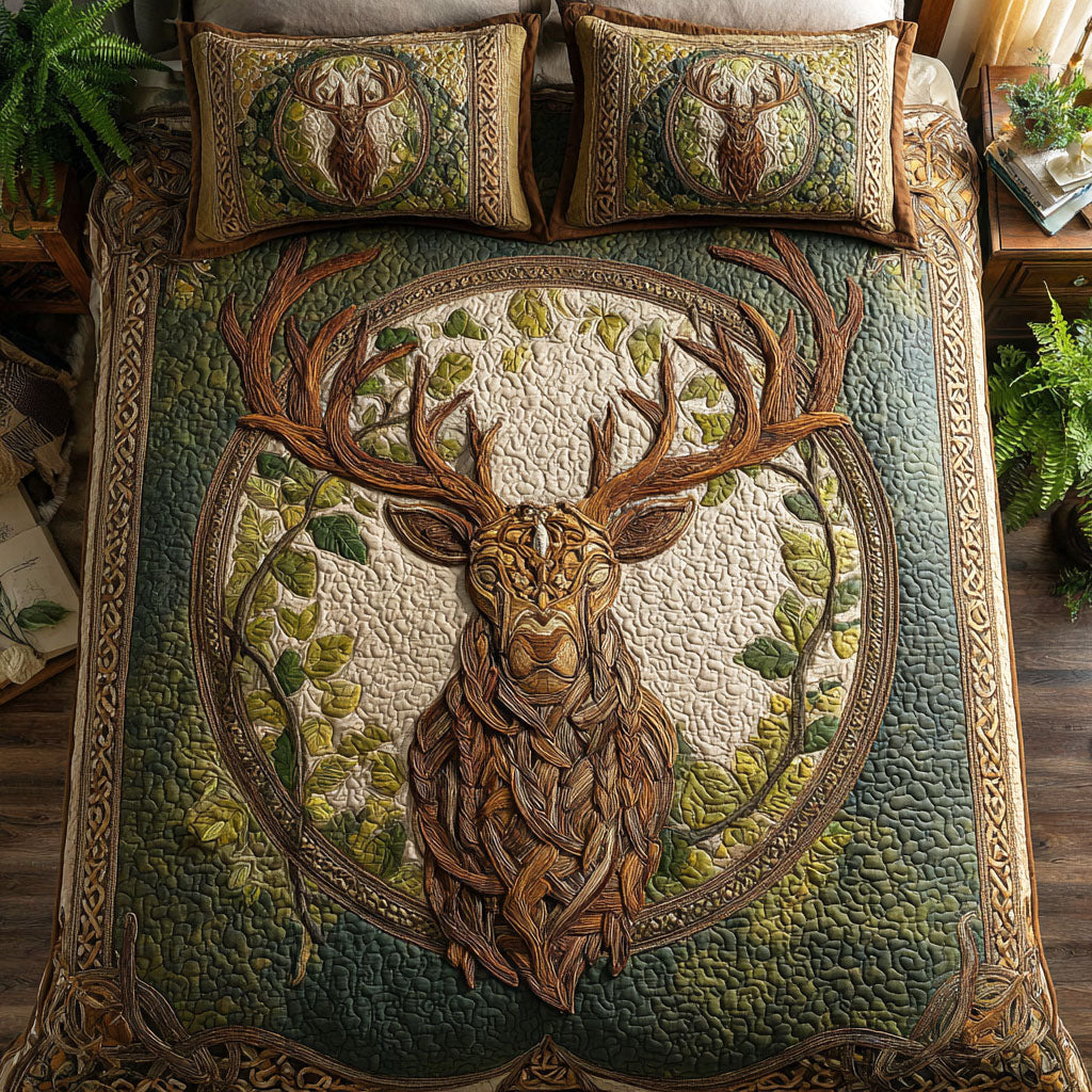 Woodland King Quilted Bedding Set Cozy Bedroom Decor Christmas Presents For Deer Hunters