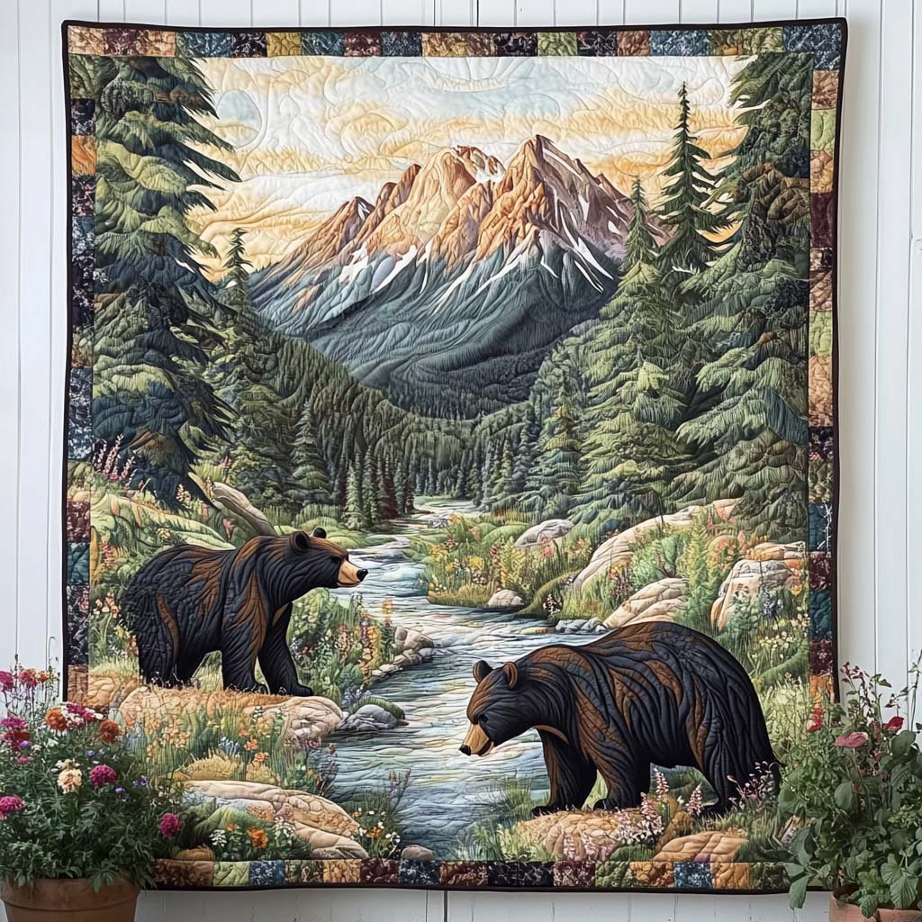 Woodland Majesty Quilted Blanket Sofa Couch Throw Blanket Bear Themed Gifts