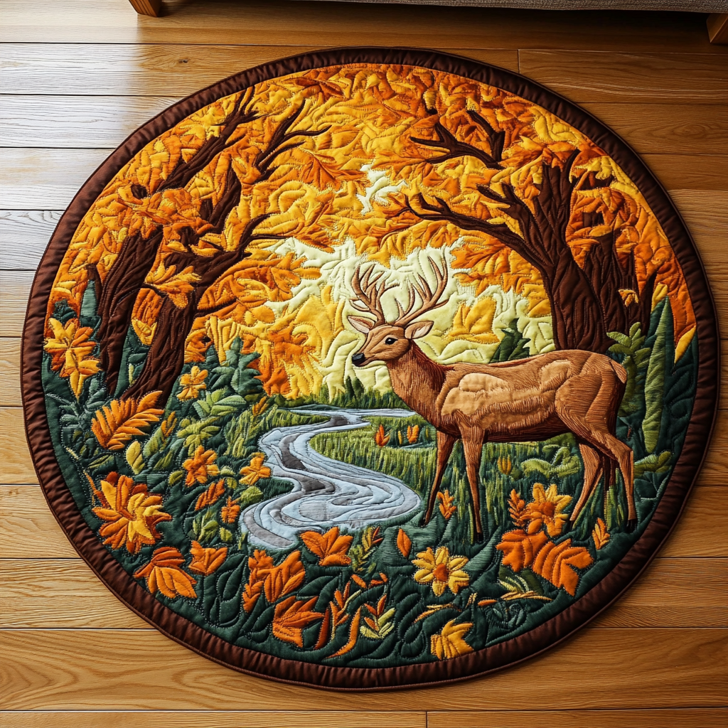 Woodland Majesty Quilted Round Mat Front Door Idea Autumn Presents