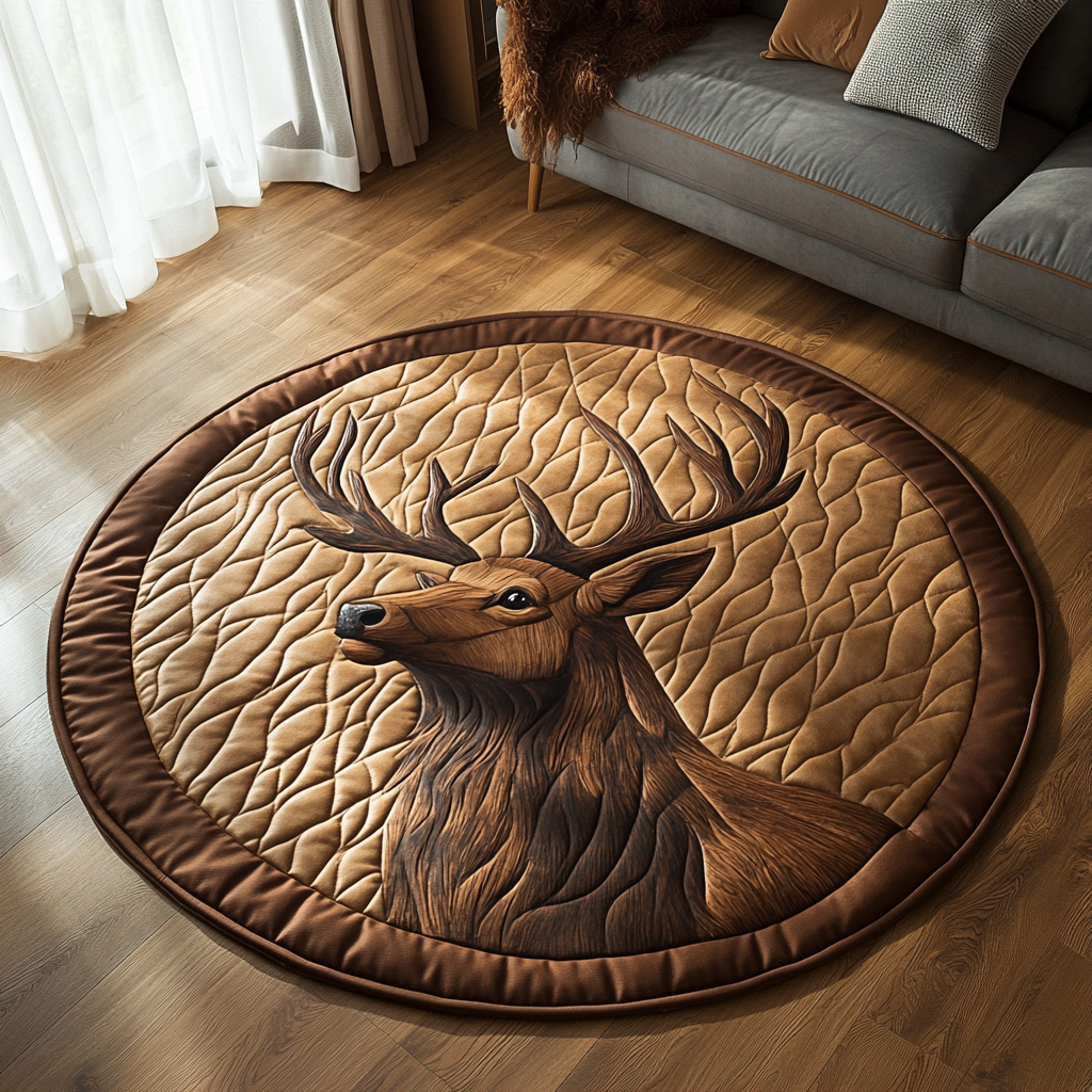 Woodland Majesty Quilted Round Mat Outdoor Decor Cozy Fall Gift Ideas