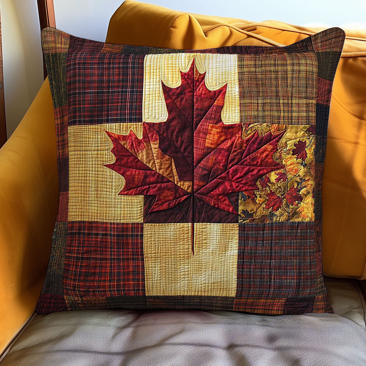 Woodland Maple Quilt Pillow Case Elegant Pillow Cover Merch Gift for Stylish Homes