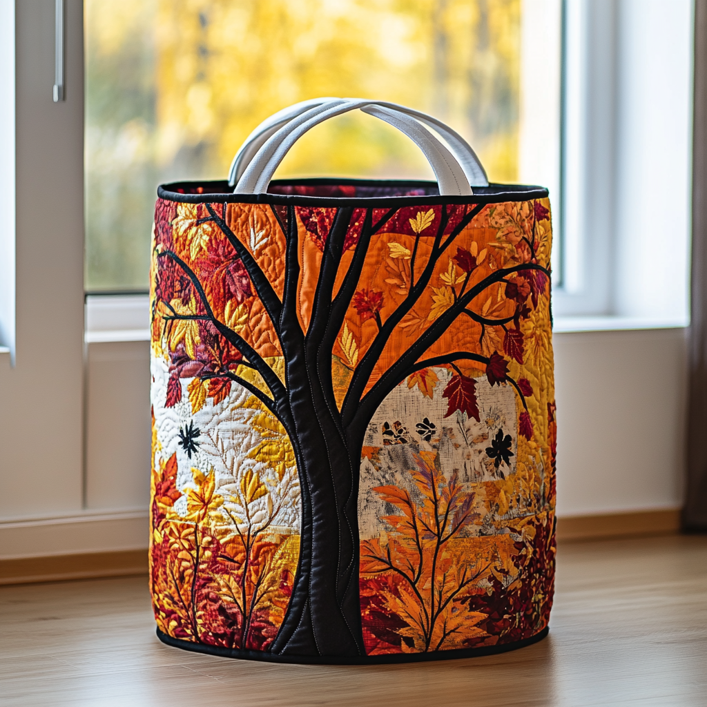 Woodland Path Quilted Laundry Basket Winter Merch Essentials