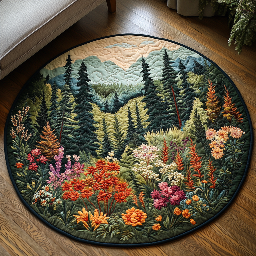 Woodland Quilted Round Mat Entryway Decor Gift For Mid Autumn Festival