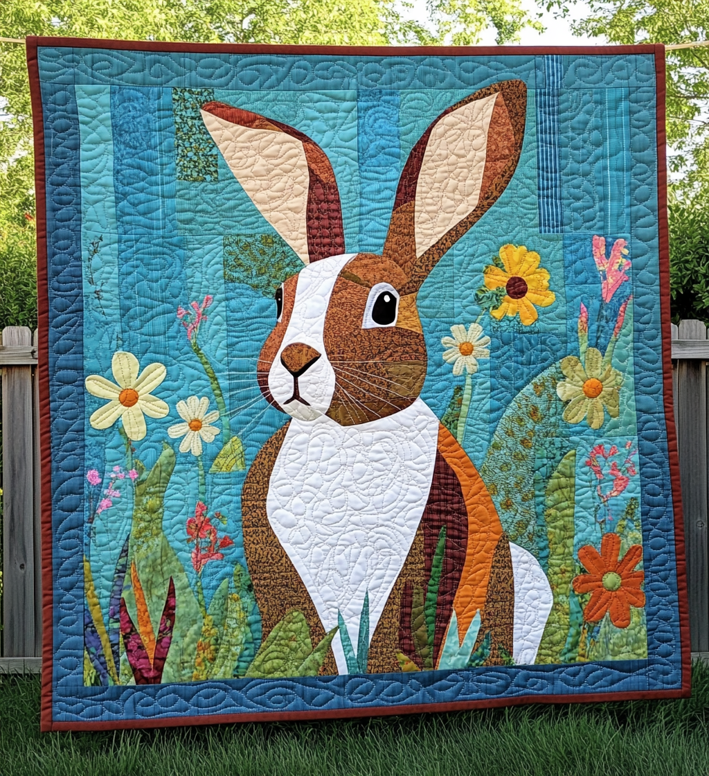 Woodland Rabbit Quilted Blanket Cute Christmas Blankets