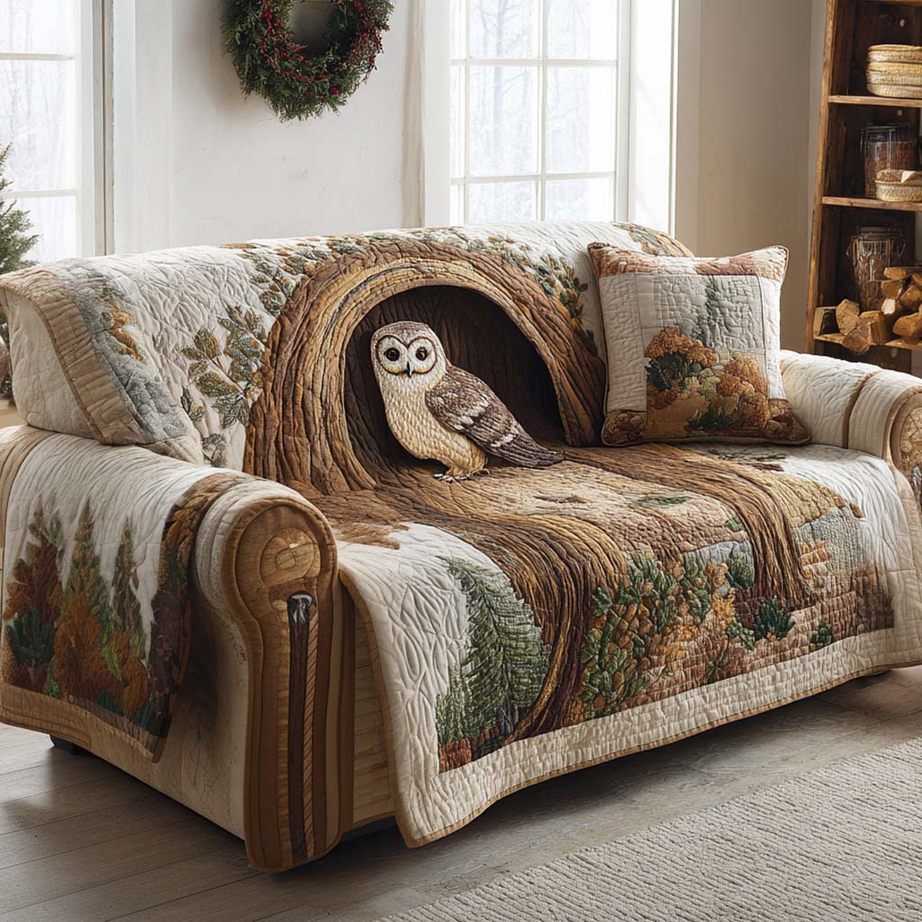 Woodland Rest Quilted Sofa Cover Home Decorattions Owl Christmas Presents