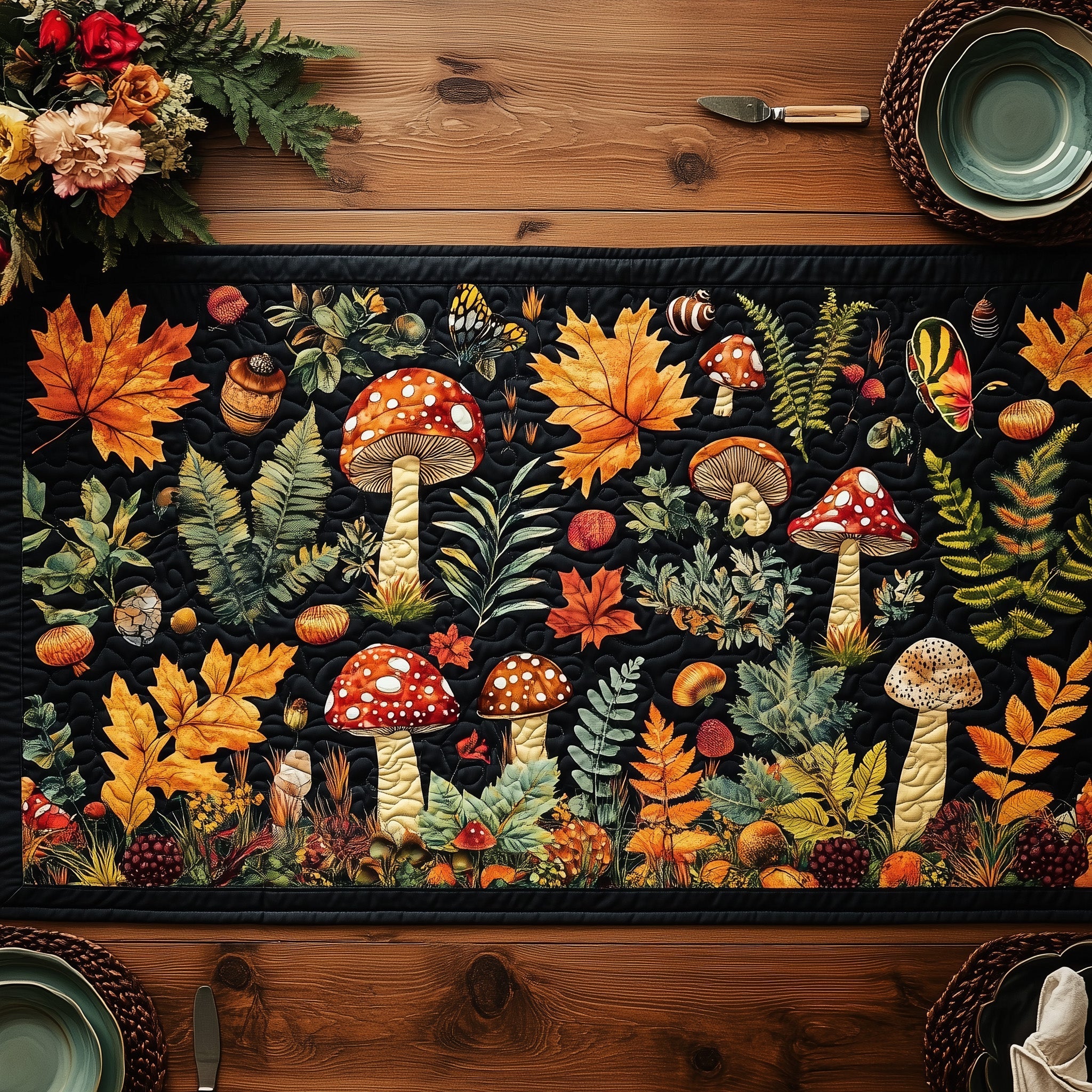 Woodland Spirit Quilted Table Runner Christmas Table Runner