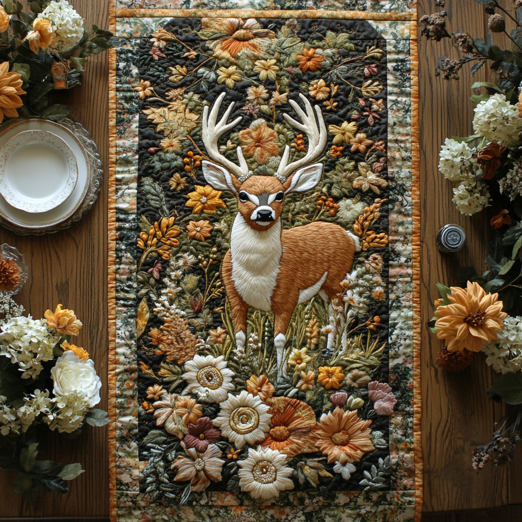 Woodland Spirit Quilted Table Runner Kitchen Table Decor Ideas Christmas Gifts For A Deer Hunter