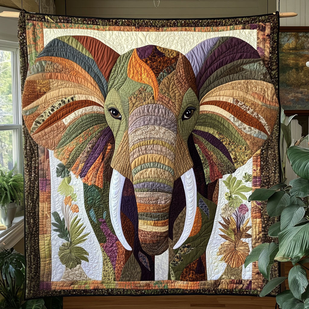 Woodland Spirits Quilted Blanket Cute Throw Blanket Presents For Elephant Lovers