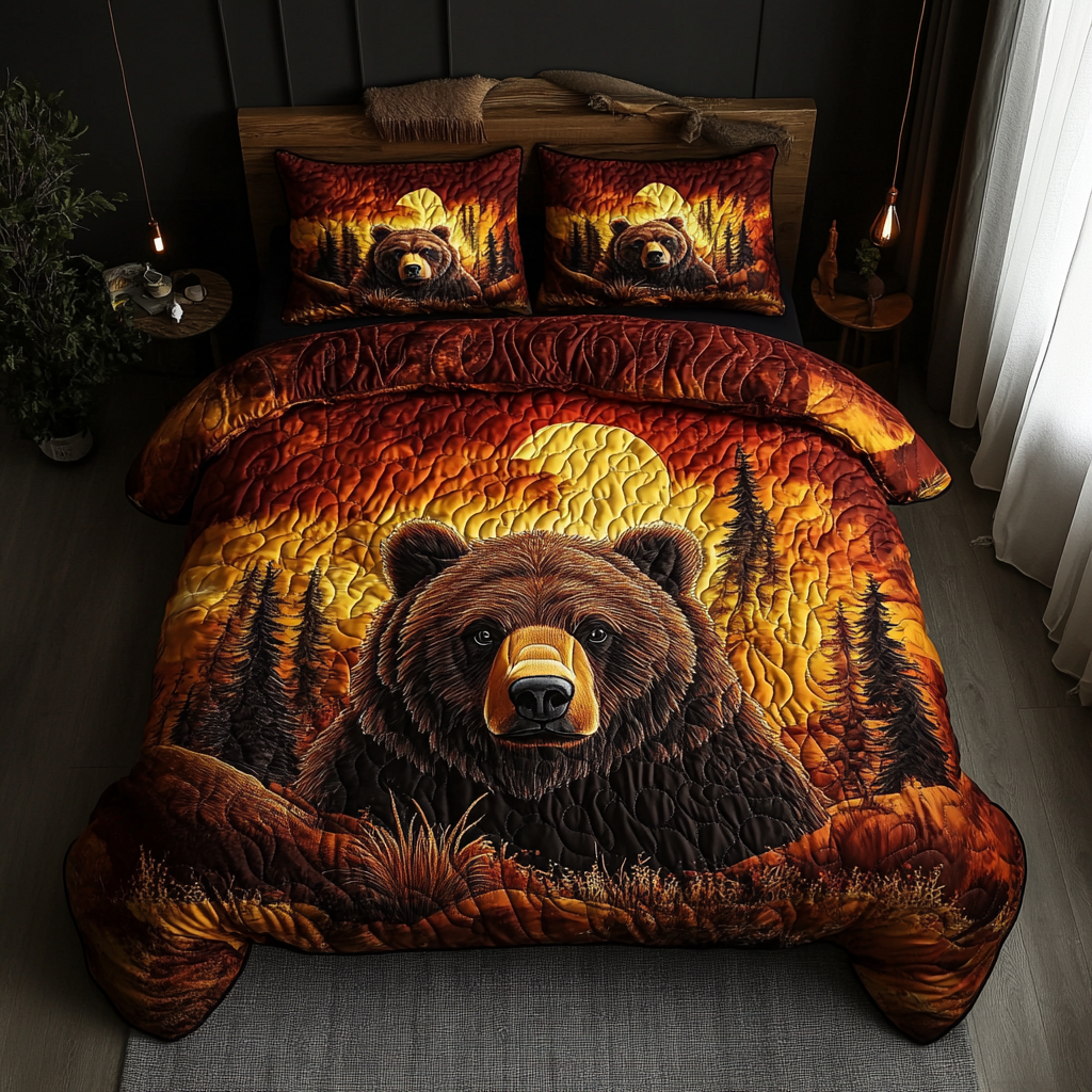 Woodland Titan Quilted Bedding Set Bedroom Decor Hunting Lover Gifts