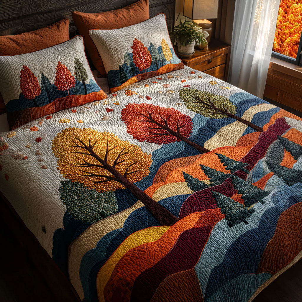 Woodland Walks Quilted Bedding Set Cute Bedroom Decor Autumn Gift Ideas