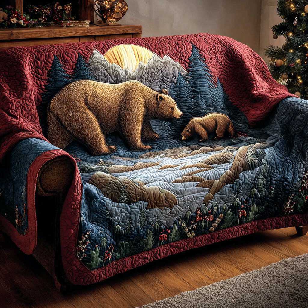 Woodland Wander Bear Quilted Sofa Cover Couch Covers Bonus Dad Gifts