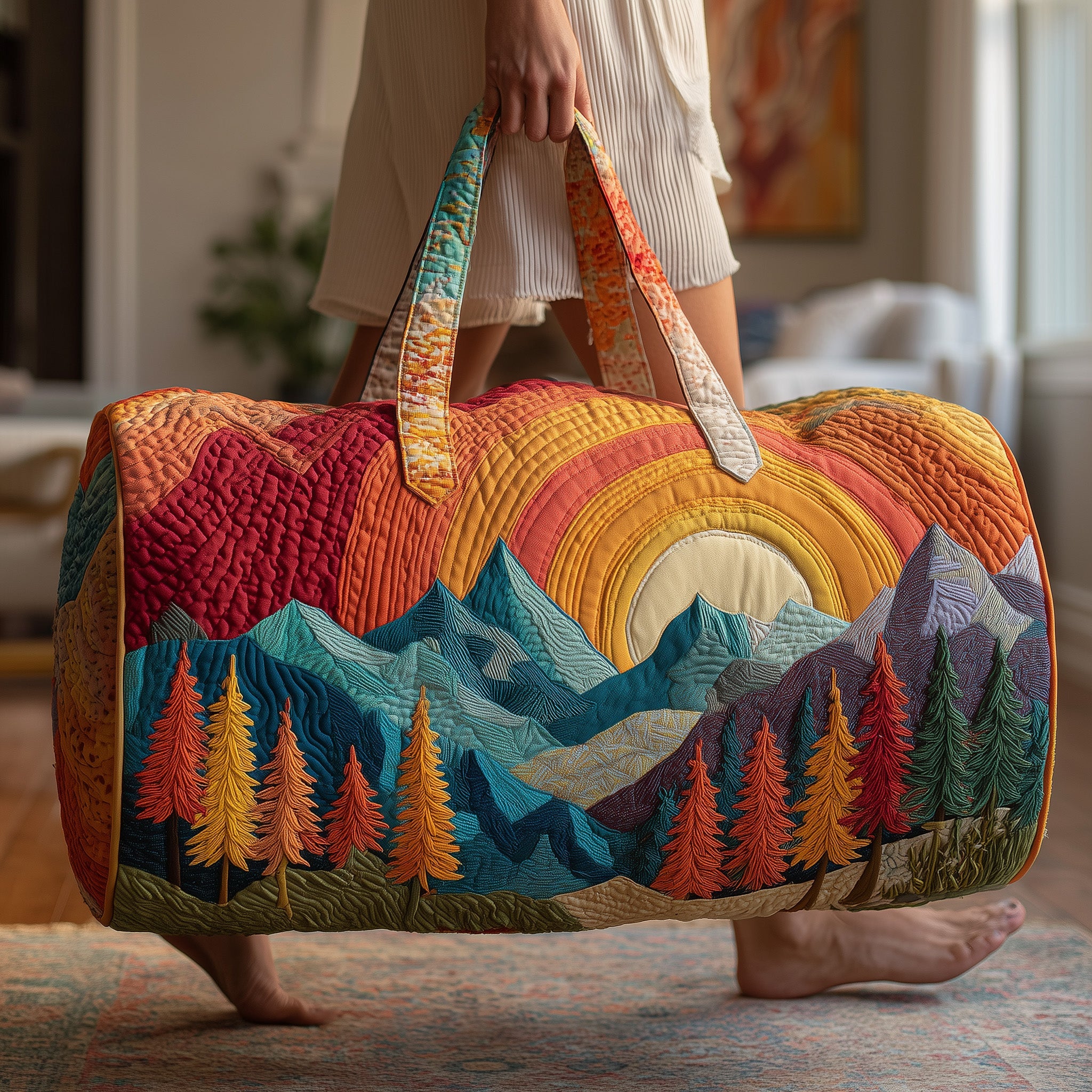 Woodland Wanderer Quilted Duffle Bag Durable And Lightweight