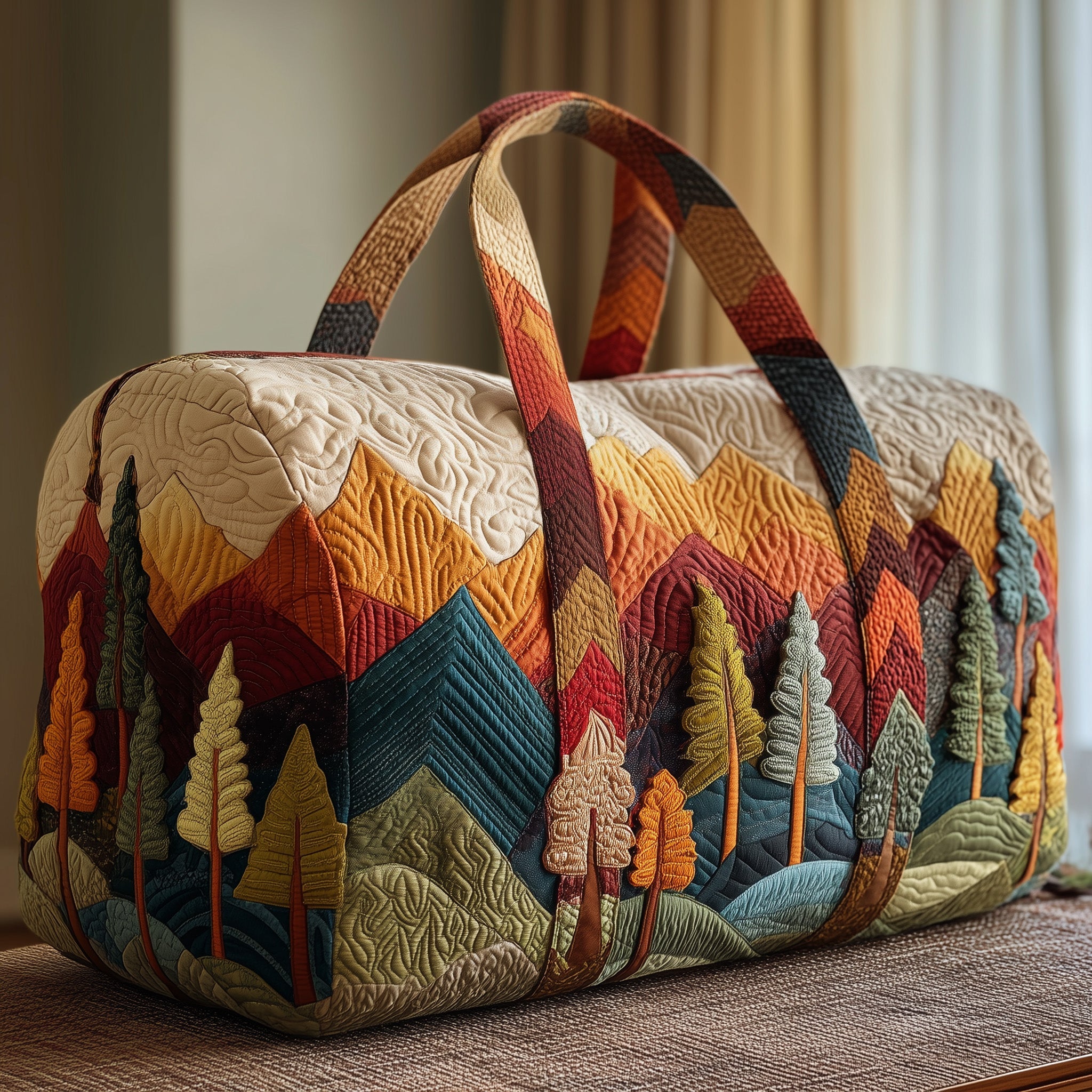 Woodland Wanderer Quilted Duffle Bag For Outdoor Activities