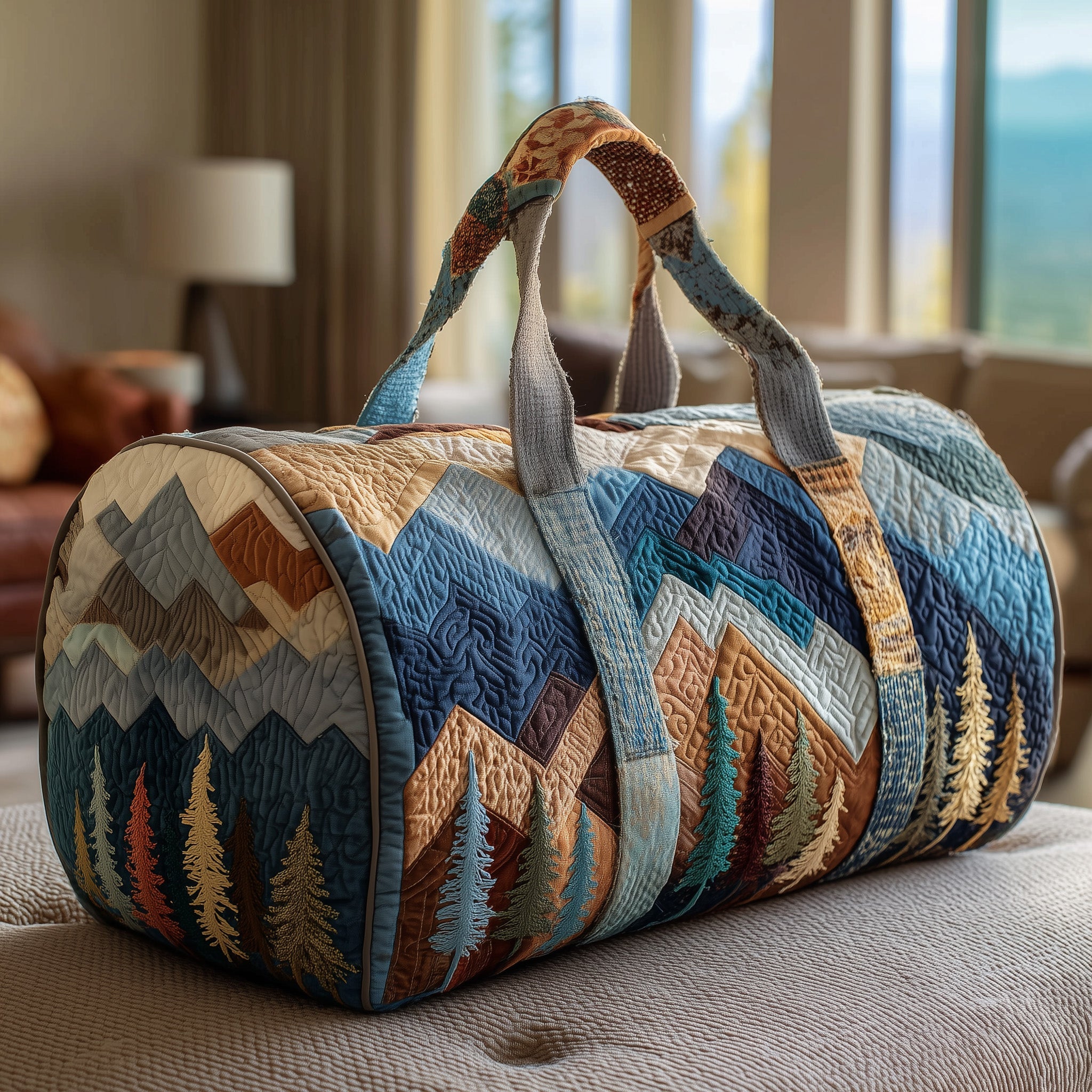 Woodland Wanderer Quilted Duffle Bag Travel Friendly Design