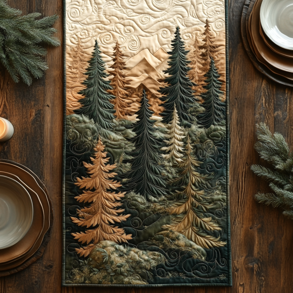 Woodland Wanderlust Quilted Table Runner Dining Room Decor Unique Gifts For Nature Lovers