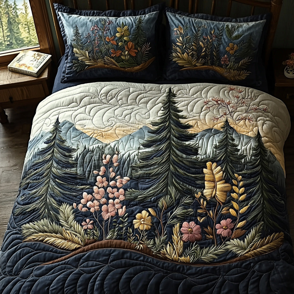 Woodland Whisper Quilted Bedding Set Bedroom Forest Theme Christmas Gifts For Husband