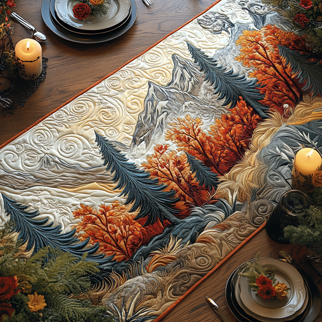 Woodland Whispers Quilted Table Runner Dining Room Table Decor Birthday Gifts For Nature Lovers