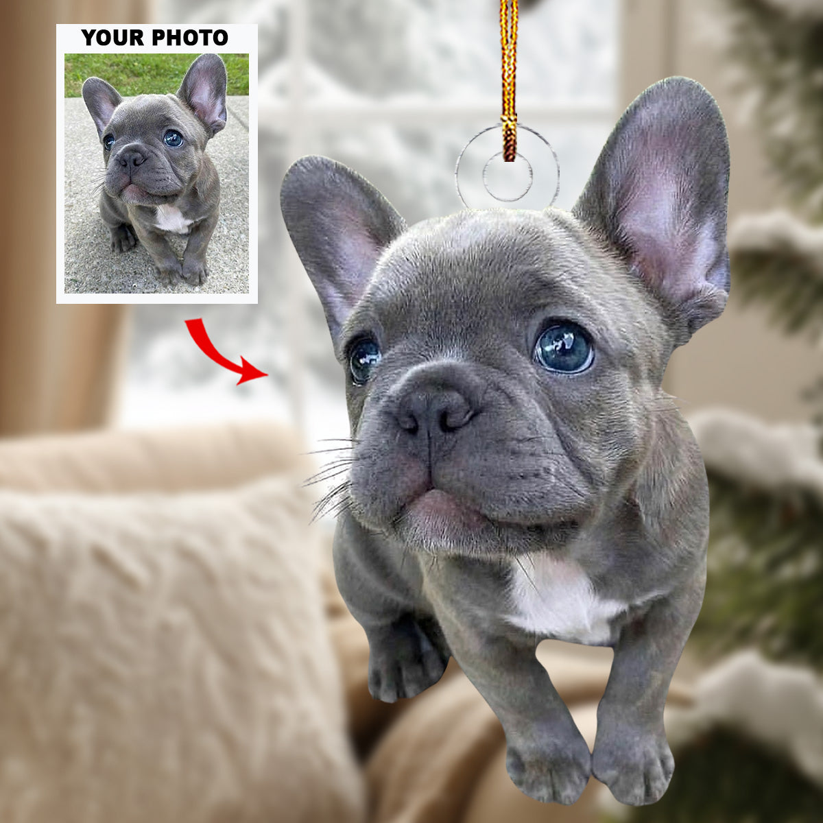 Woof Wonderland Personalized Photo Mica Ornament Gift For Pet Lovers Pet Owners Family
