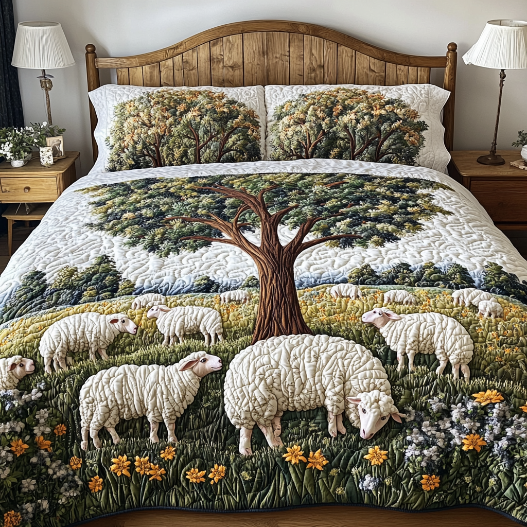 Wool Dreams Quilted Bedding Set Bed Decorations Sheep Inspired Gifts