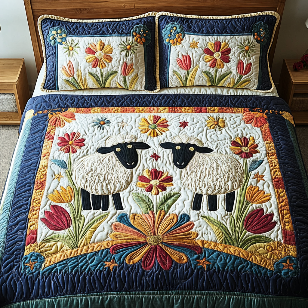 Woolly Comfort Quilted Bedding Set Best Comforter Sets Sheep Gifts For Her