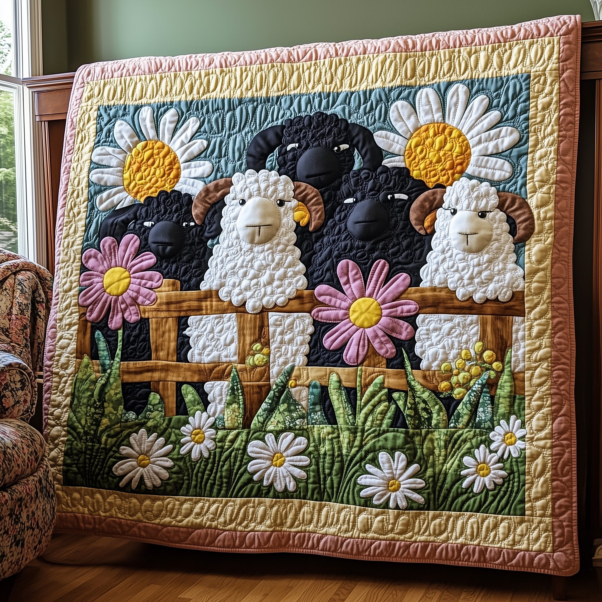 Woolly Whimsy Quilted Blanket Best Couch Throw BlanketCute Sheep Gifts Farmhous