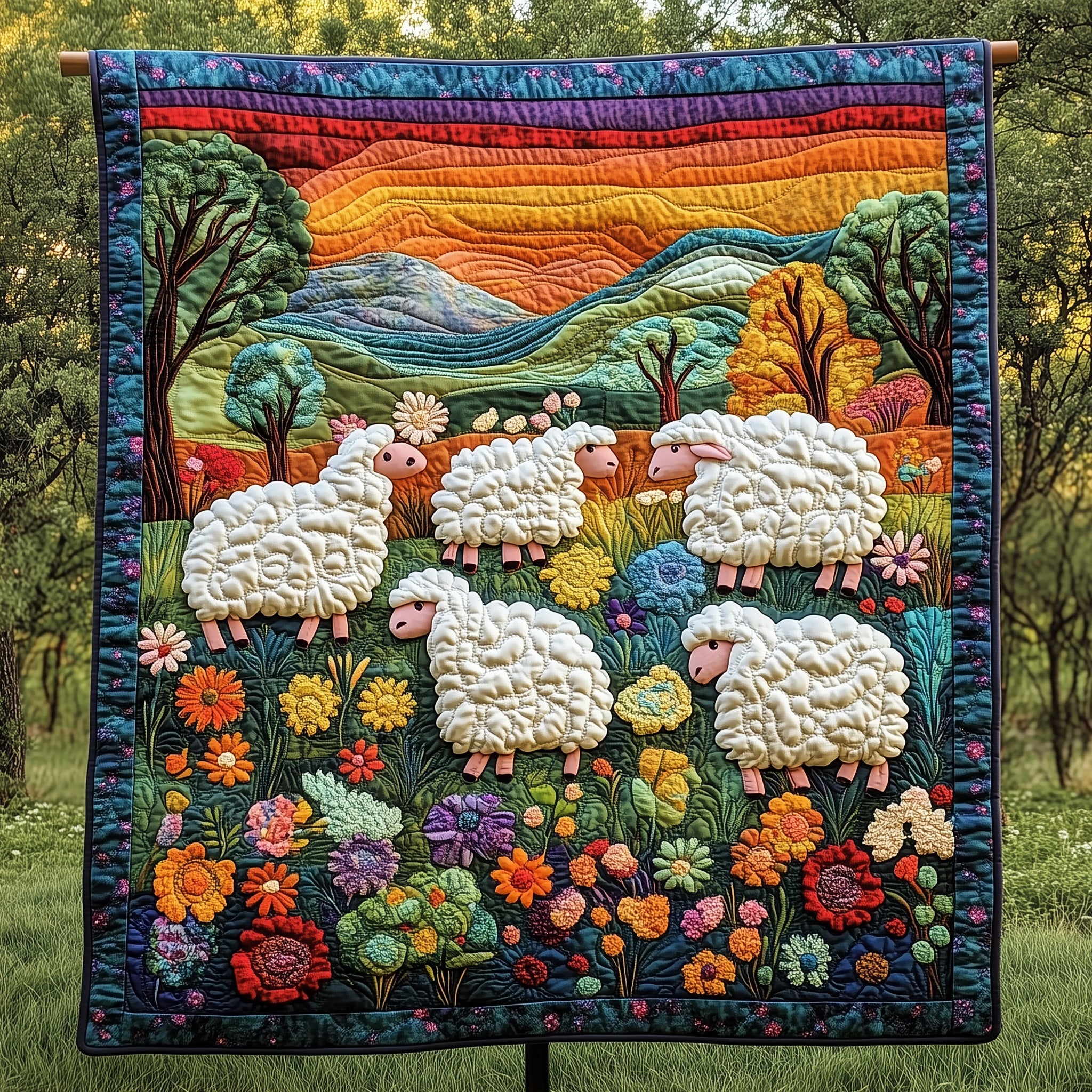 Woolly Whimsy Quilted Blanket Best Couch Throw BlanketGifts For A Sheep Farmer