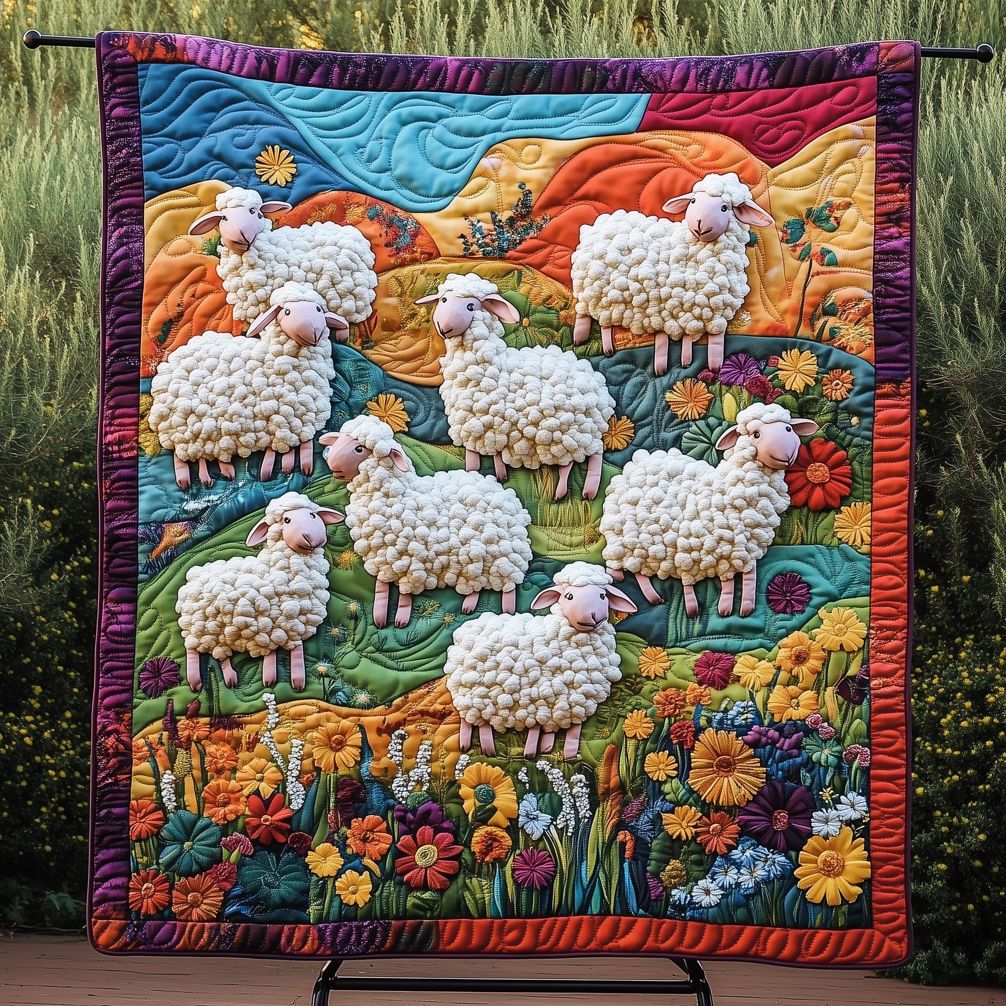 Woolly Whimsy Quilted Blanket Best Couch Throw BlanketSheep Christmas Presents