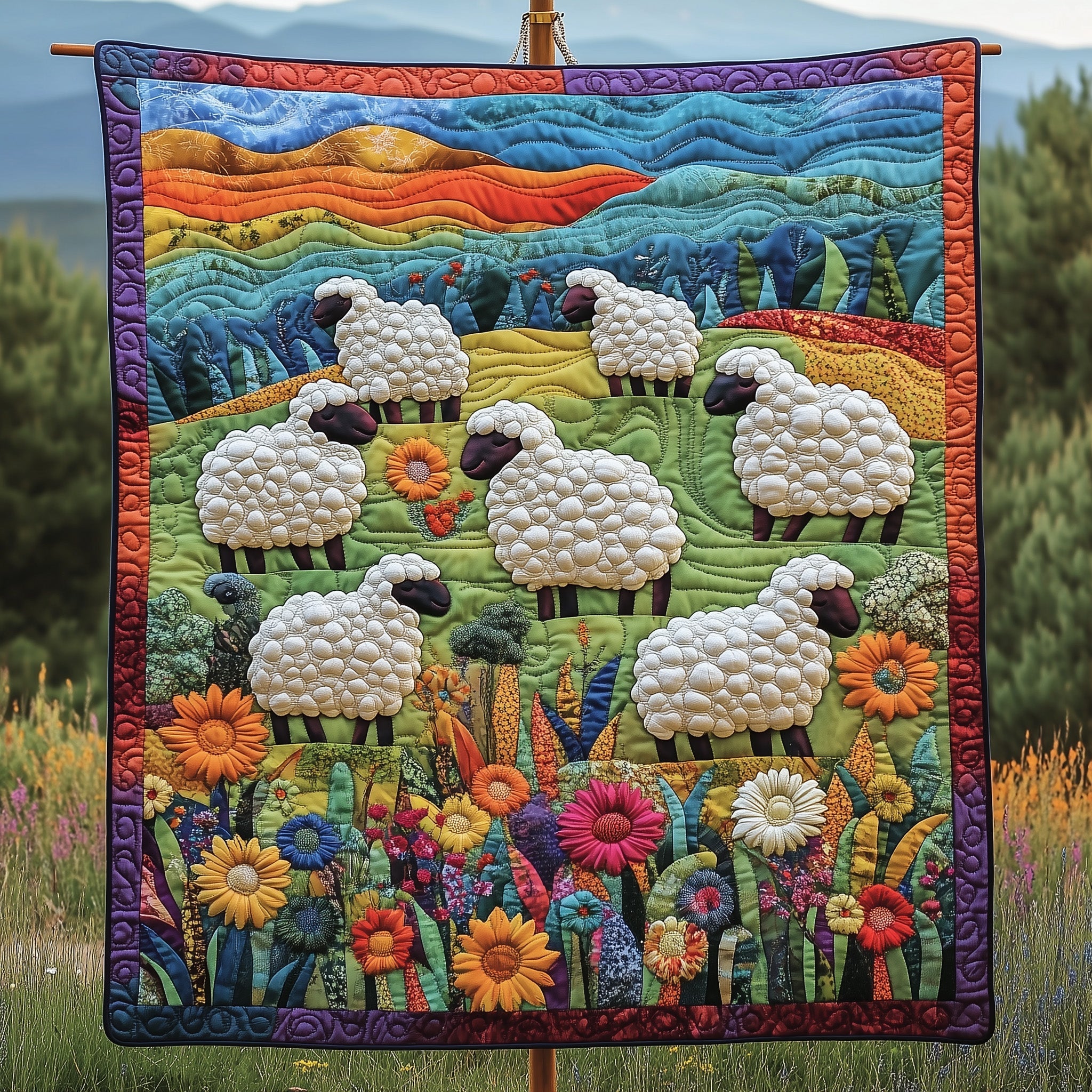 Woolly Whimsy Quilted Blanket Best Couch Throw BlanketSheep Related Gifts Farmhous