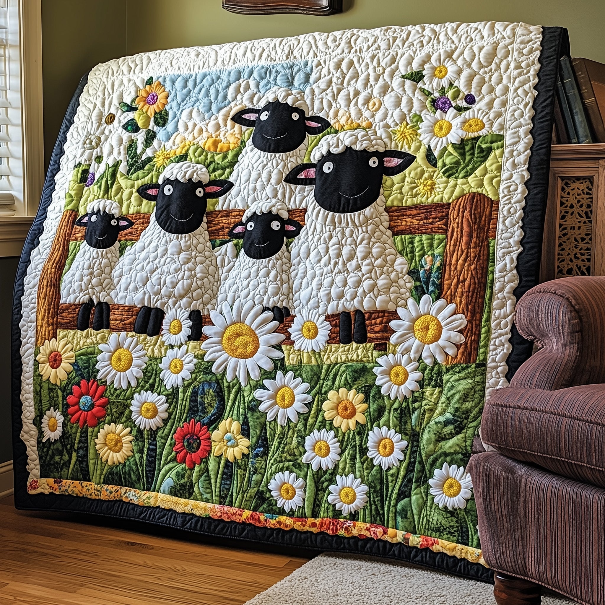 Woolly Whimsy Quilted Blanket Best Couch Throw BlanketSheep Secret Santa Gifts Christmas
