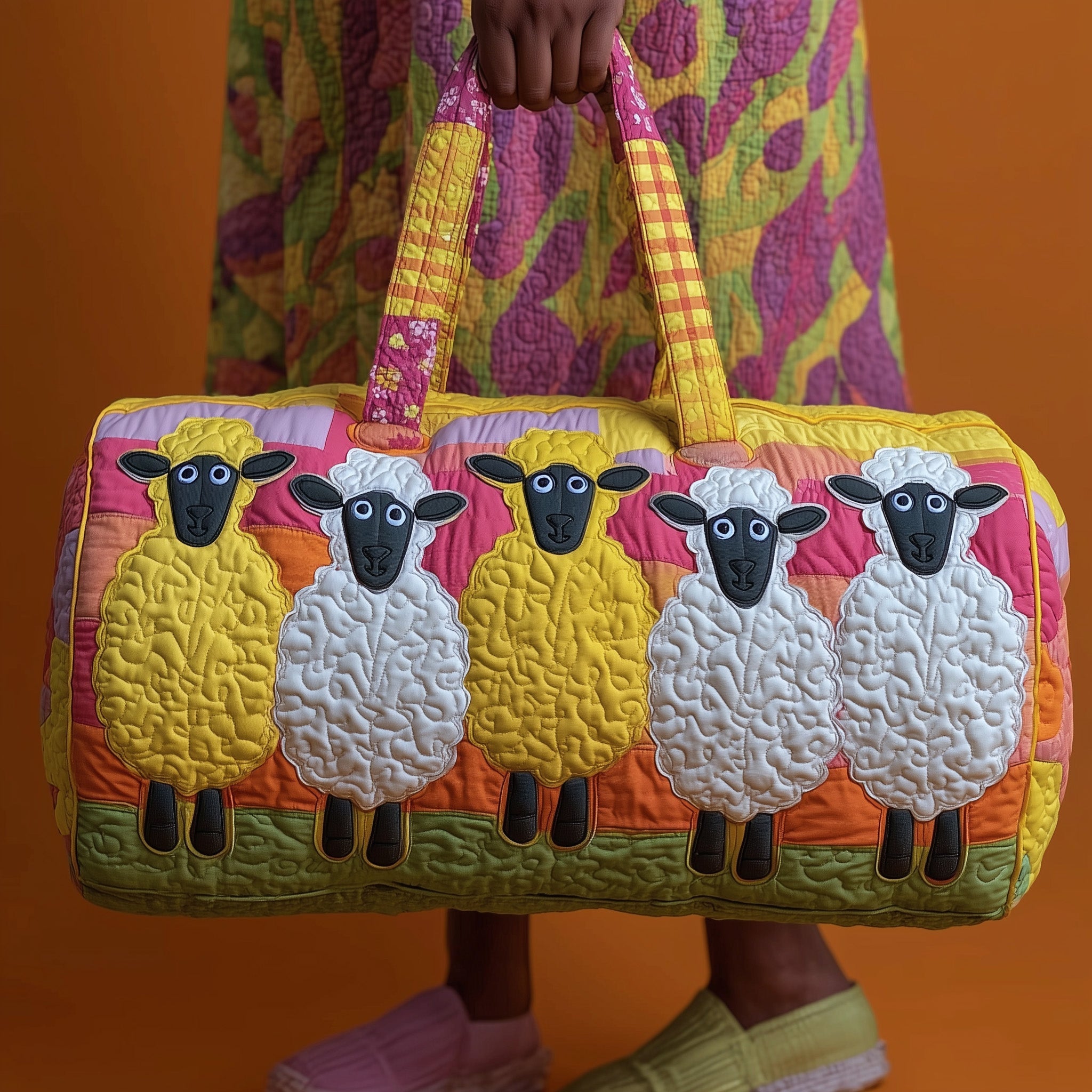 Woolly Whispers Quilted Duffle Bag Easy To Clean Surface