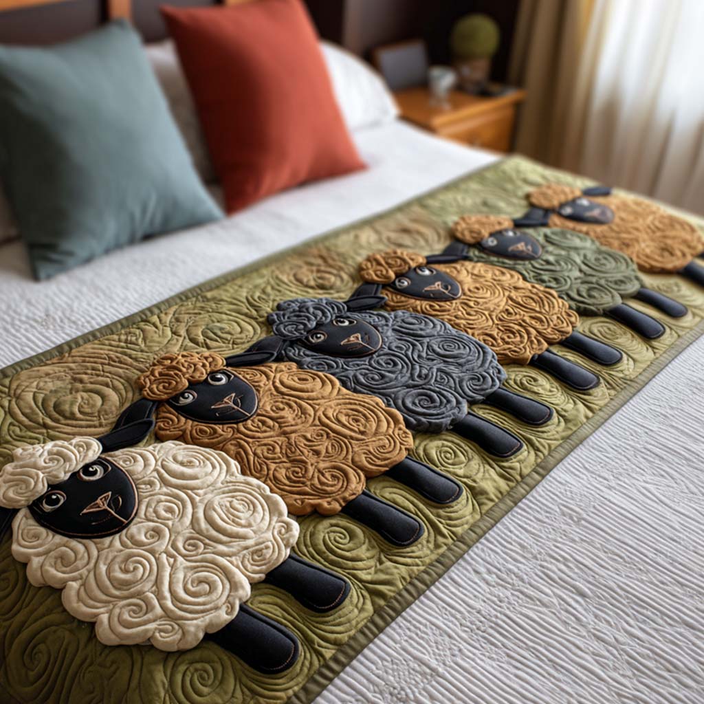 Wooly Friends Quilted Bed Runner Bed Decor Sheep Inspired Gifts