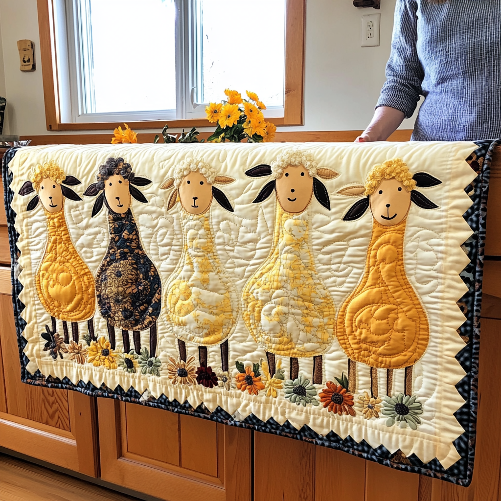 Wooly Friends Quilted Table Runner Dining Table Decor Ideas Gifts For Sheep Farmers