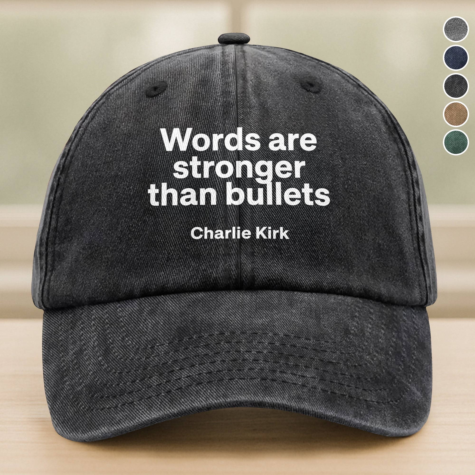 Words Are Stronger Than Bullets Charlie Kirk Washed Baseball Cap Gift for Wife Supporter