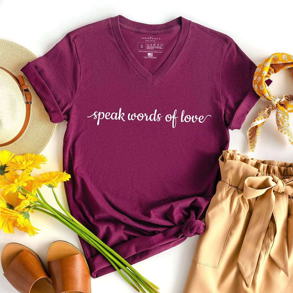 Words Of Love V-Neck Shirt Gift For Women